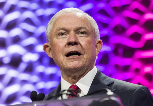 U.S. Attorney General Jeff Sessions speaks about the opioid epidemic at the 30th DARE International Training Conference on Tuesday, July 11, 2017 at the Gaylord Texan in Grapevine, Texas. (Ashley Landis/The Dallas Morning News)